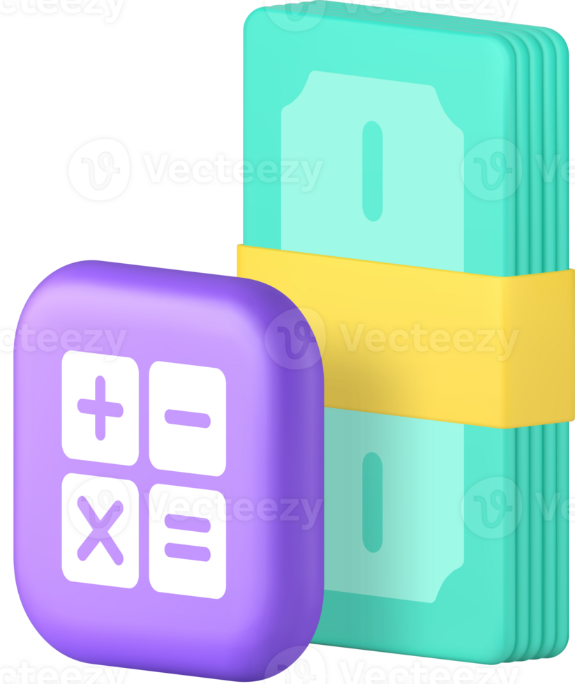 Cash money dollar budget accounting financial calculation 3d icon png