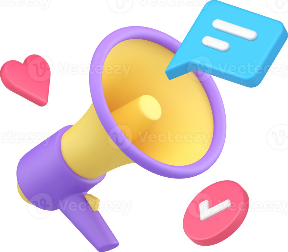 Social media marketing public promotion announcement 3d icon png