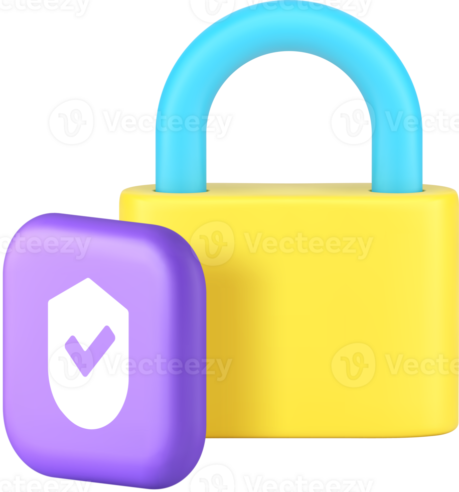 Lock safety security privacy identity checking login access authentication 3d icon png