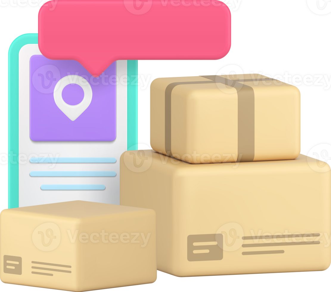 Delivery service postal parcel smartphone application 3d icon png