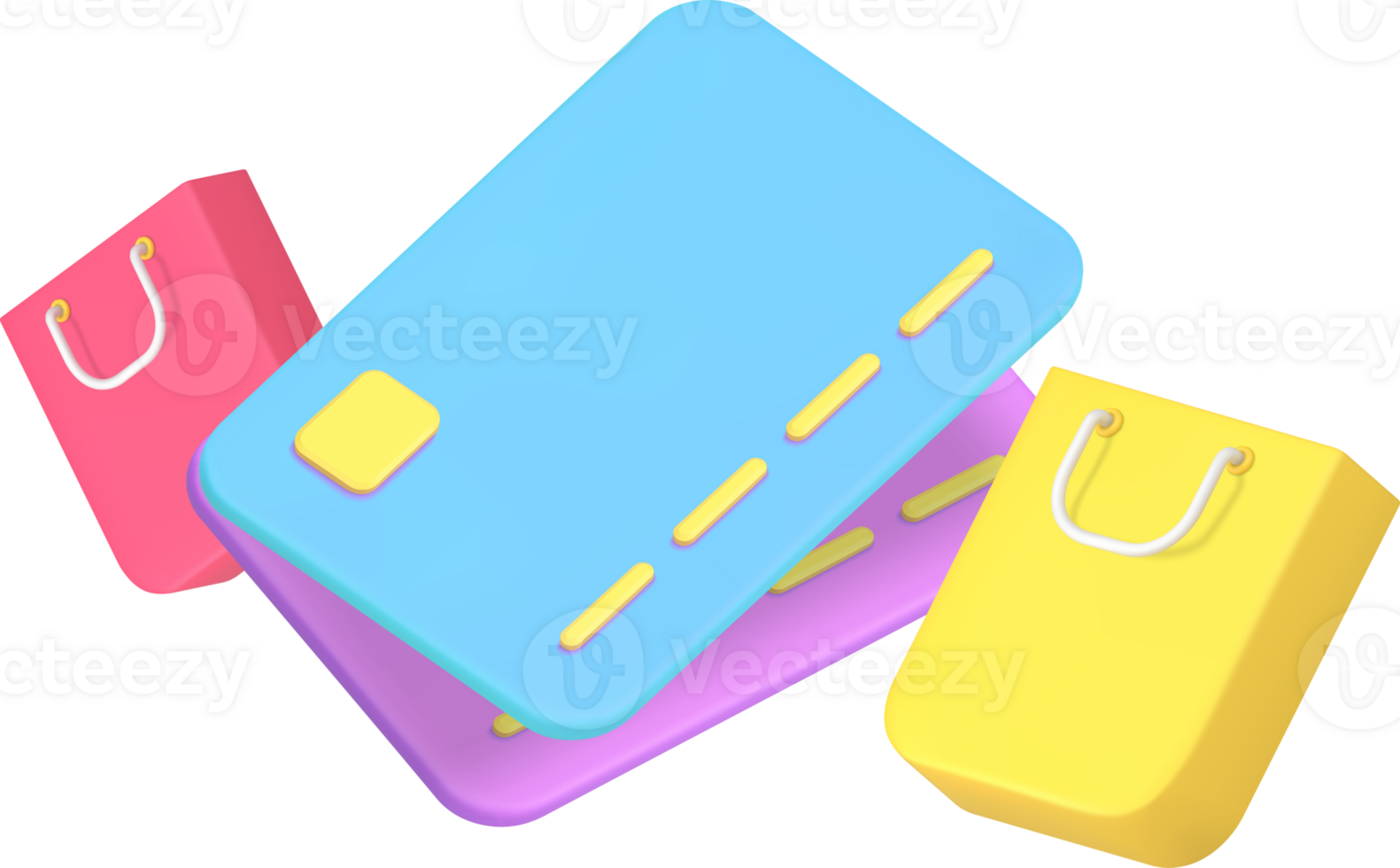 Shopping debit credit card payment e money cashless order 3d icon png
