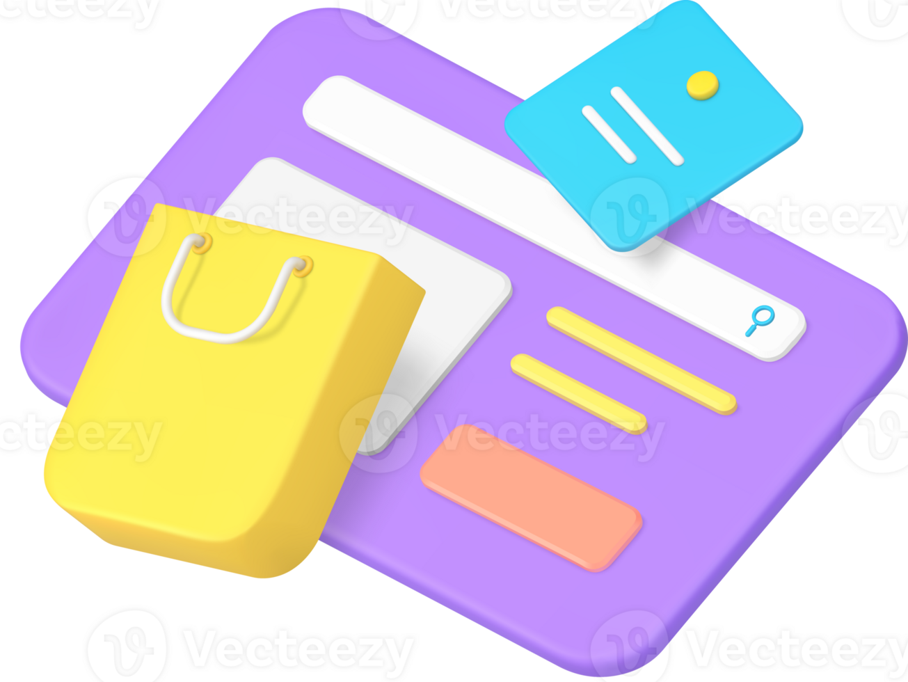 Online shopping order purchase internet searching 3d icon png