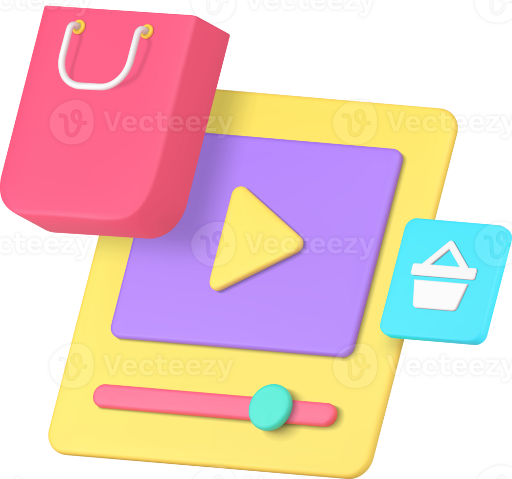 Blog vlog shopping shop store marketing advertising 3d icon realistic png