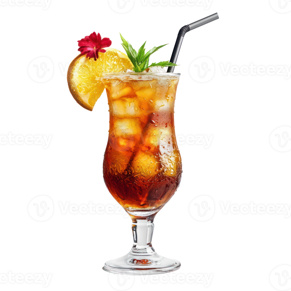 a glass of iced tea with a straw and orange slice png