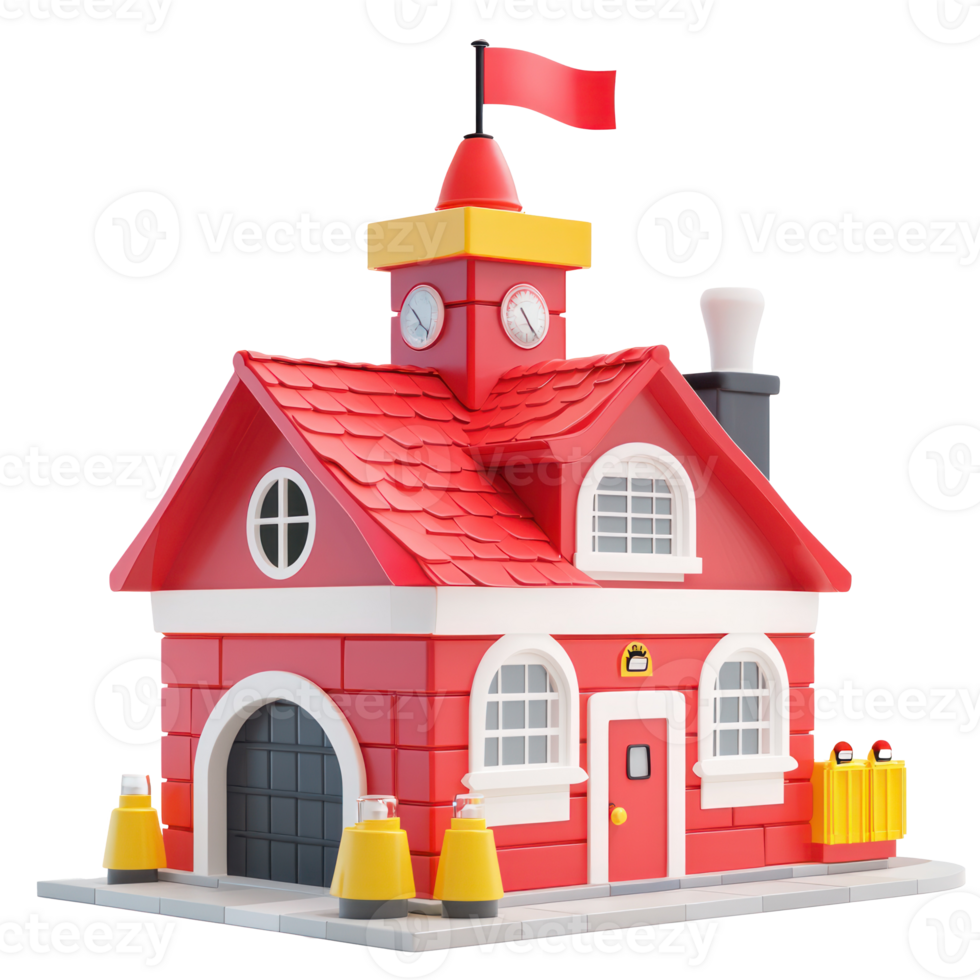 Fire Station isolate on transparent background, png