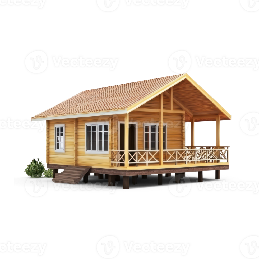 Bungalow isolate on transparent background, png