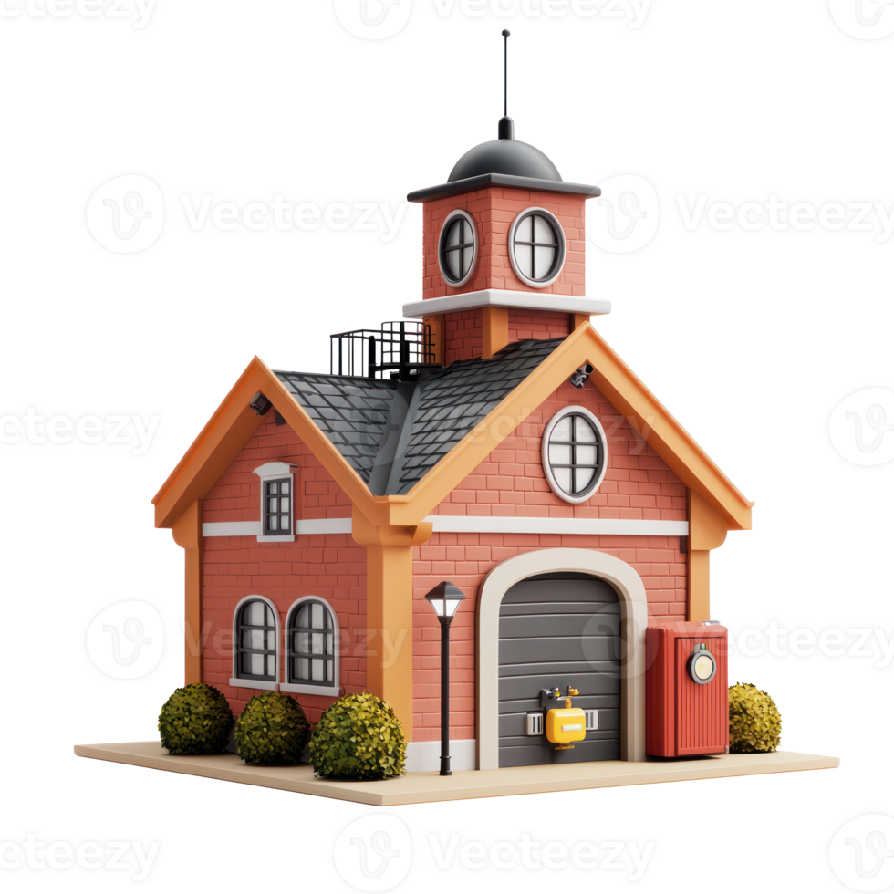 Fire Station ,isolate on transparent background png
