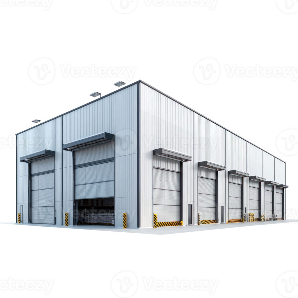 industrial warehouse building with two doors and windows png