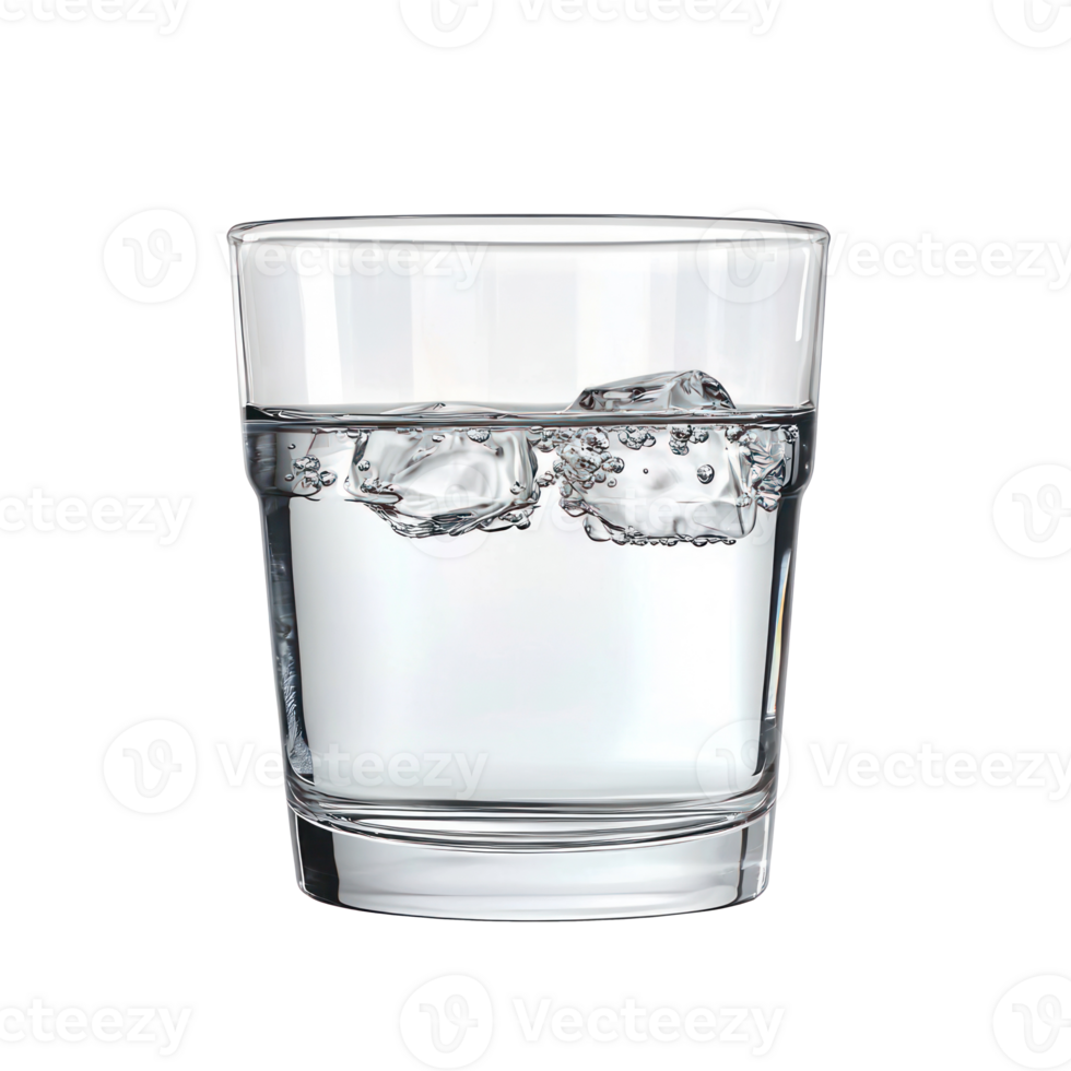 glass of water with ice on transparent background png