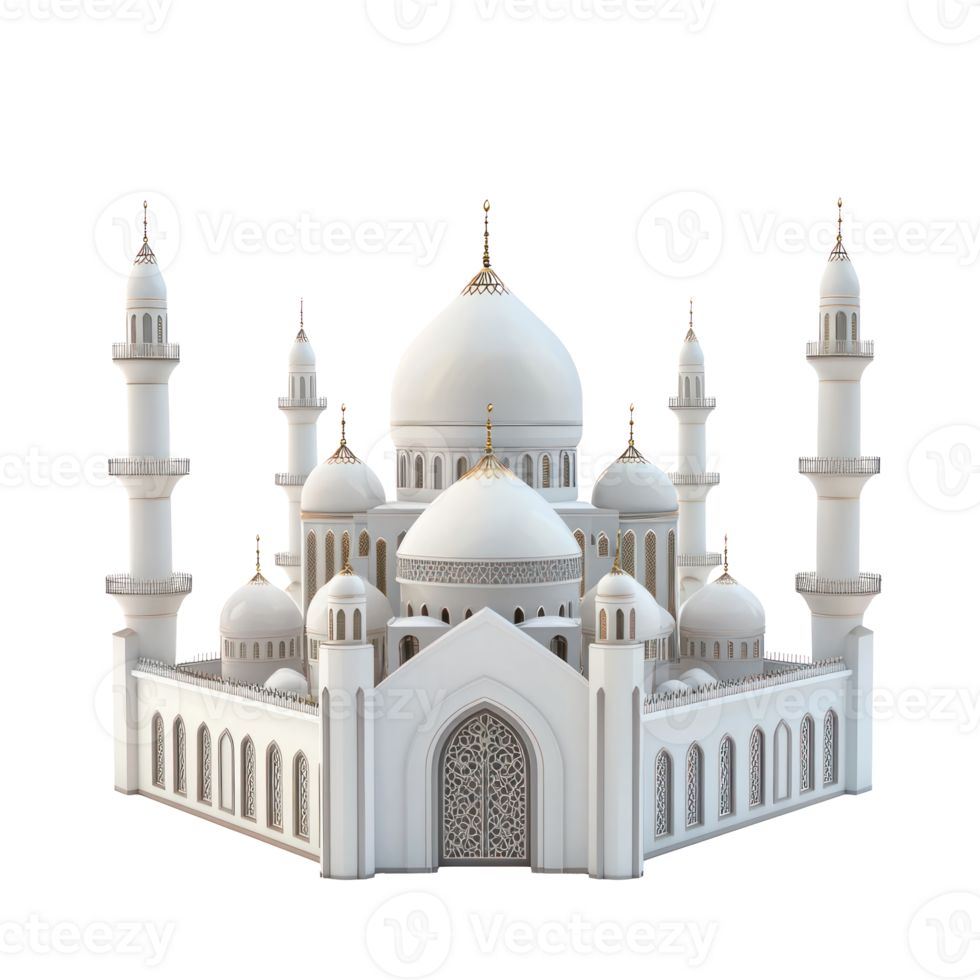 3d model of a white mosque on a transparent background png