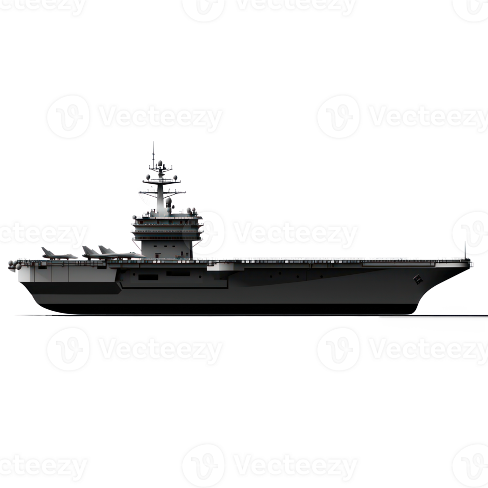 Aircraft Carrier military, vehicle side view isolate on transparent background png