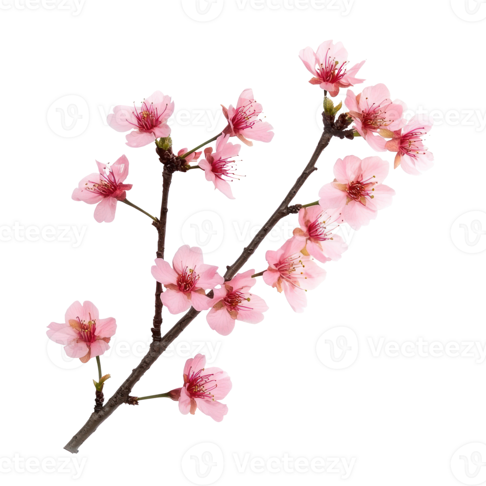 a branch of pink flowers on a transparent background png