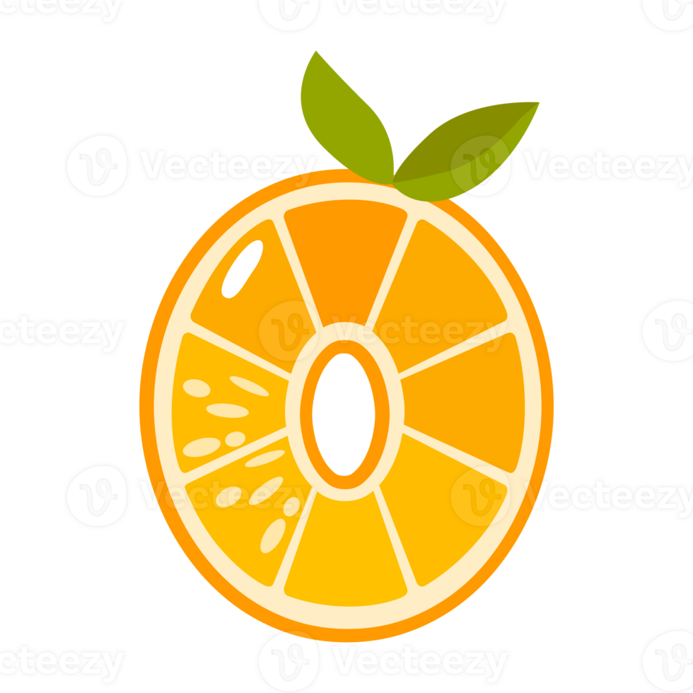 Orange fruit number Zero. Orange in the shape of number 0. Alphabet, letters, numbers and signs made from orange or citrus. png