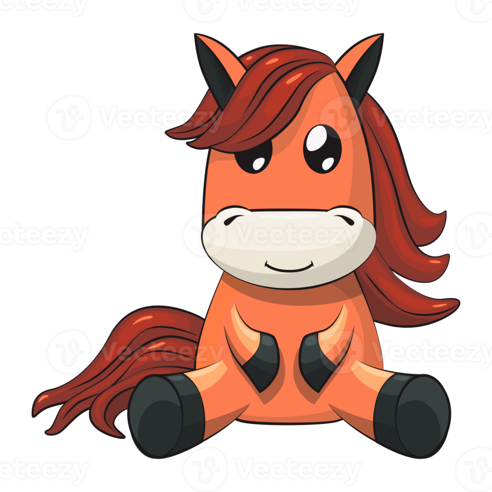 Sitting orange horse. Horse cartoon isolated. Horse Character. Animal themed. png