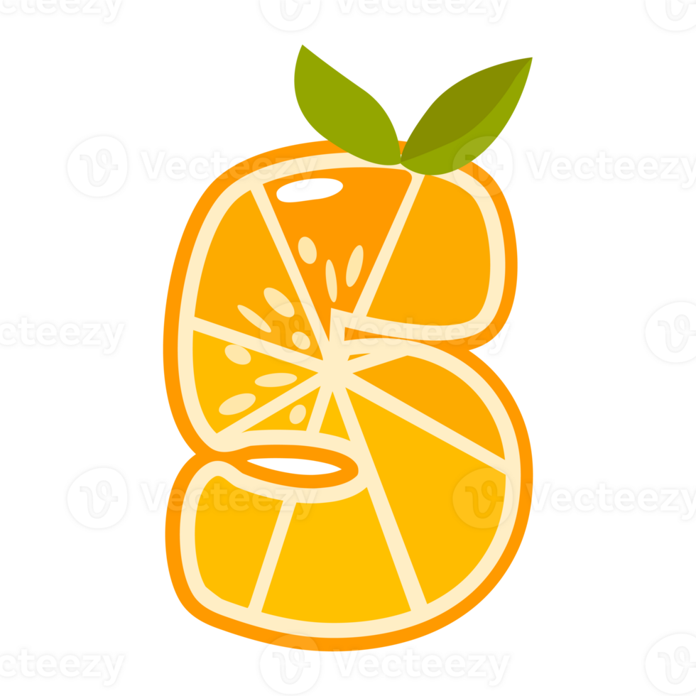 Orange fruit number Five. Orange in the shape of number 5. Alphabet, letters, numbers and signs made from orange or citrus. png