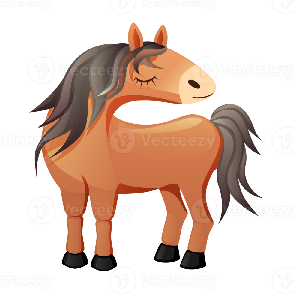 Horse cartoon isolated. Horse Character. Animal themed. png