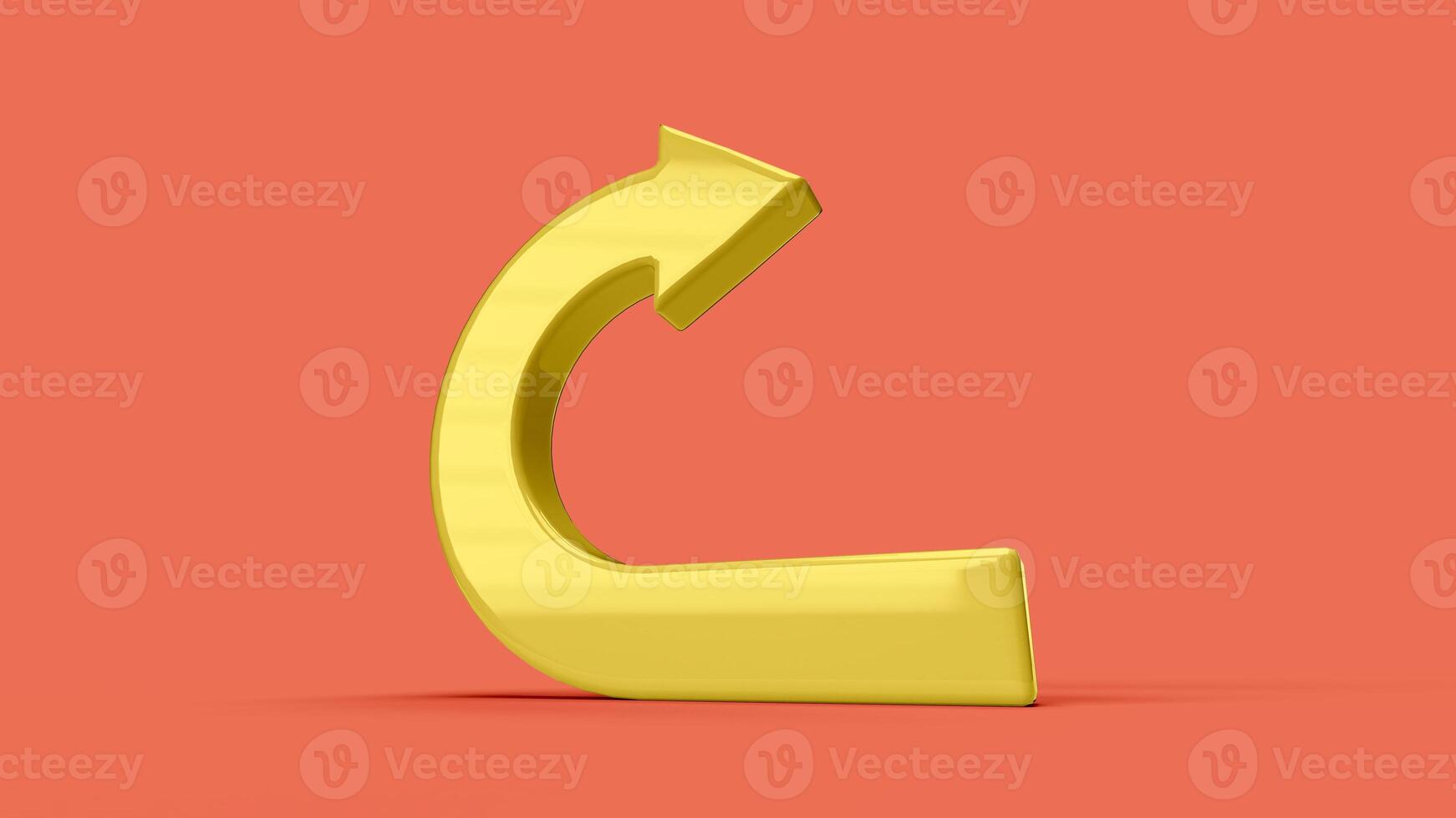 yellow 3D return symbol in the red scene, bottom view photo