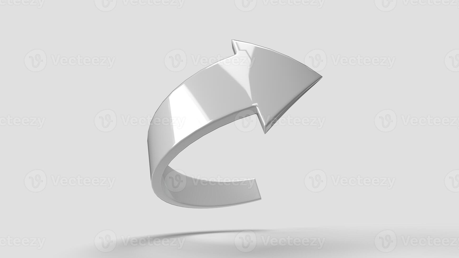 White 3D curved arrow symbol on the white backdrop, bottom view photo