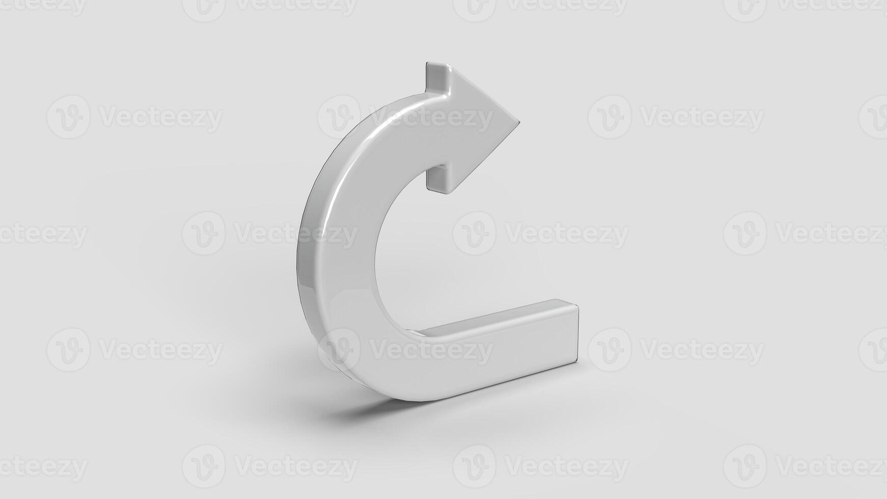 white 3D return symbol on white backdrop, left view photo