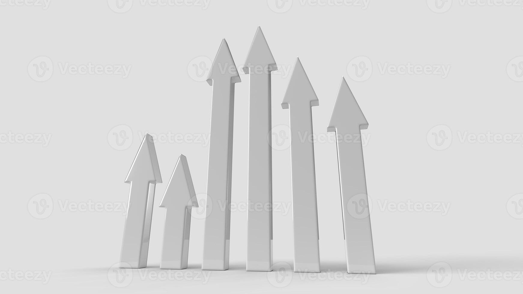 white 3D graphic style arrows on the white backdrop, bottom view photo