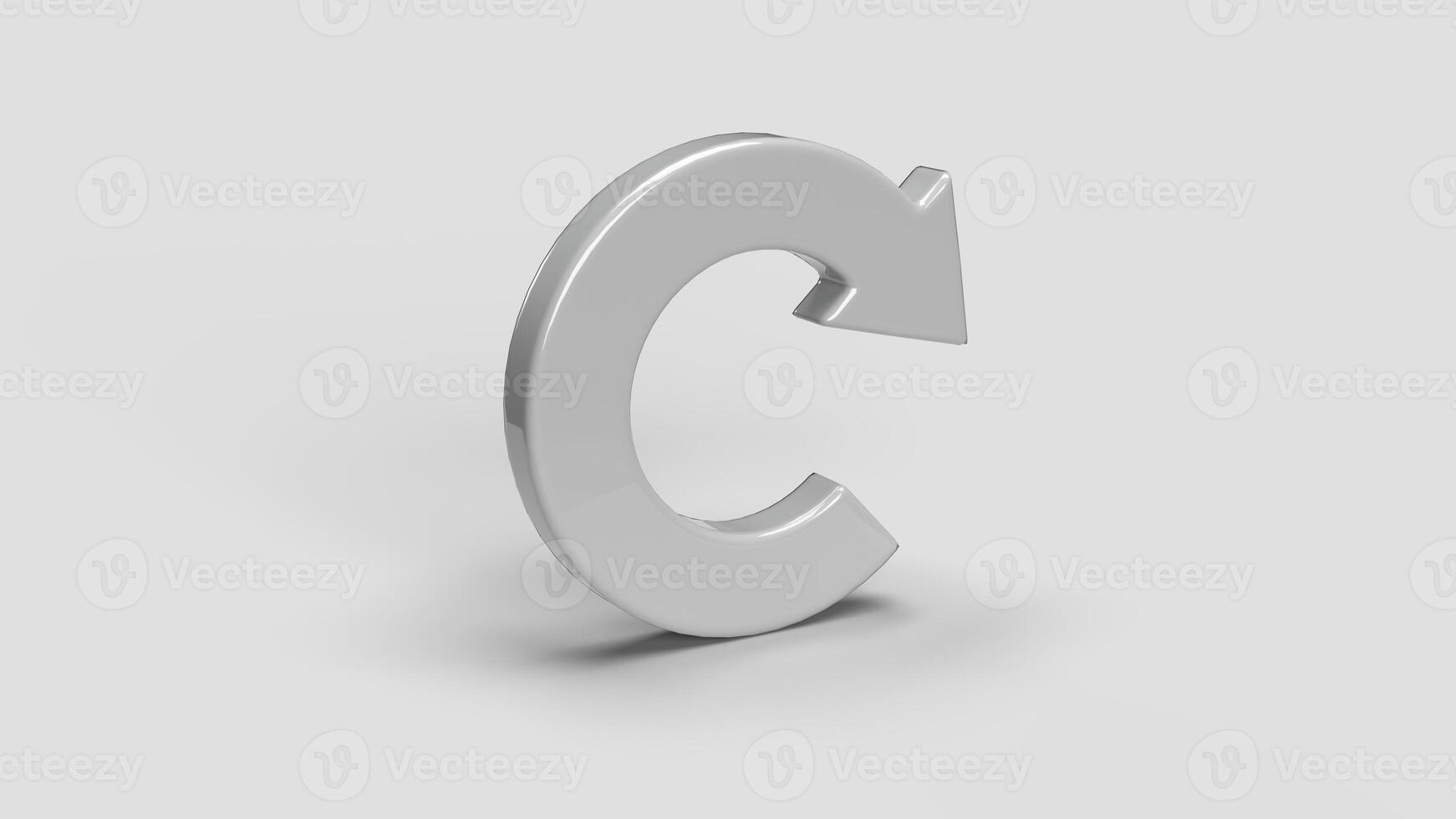 white 3D circular arrow icon on the white backdrop, left view photo