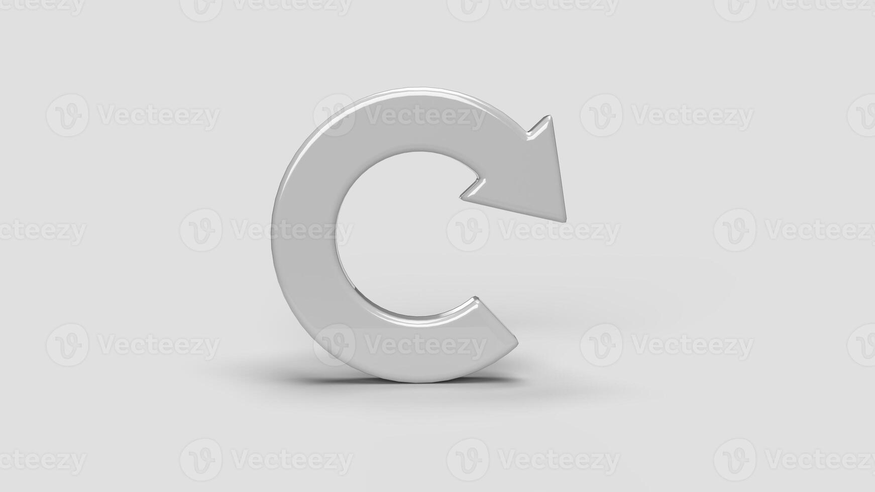 white 3D circular arrow icon on white backdrop photo