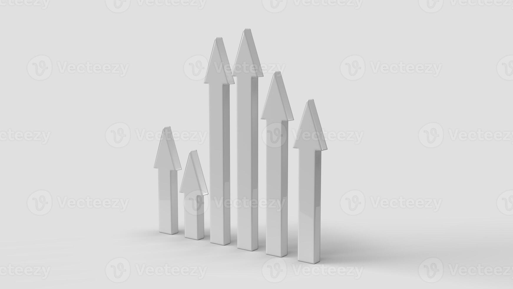 white 3D graphic style arrows on the white backdrop, left view photo