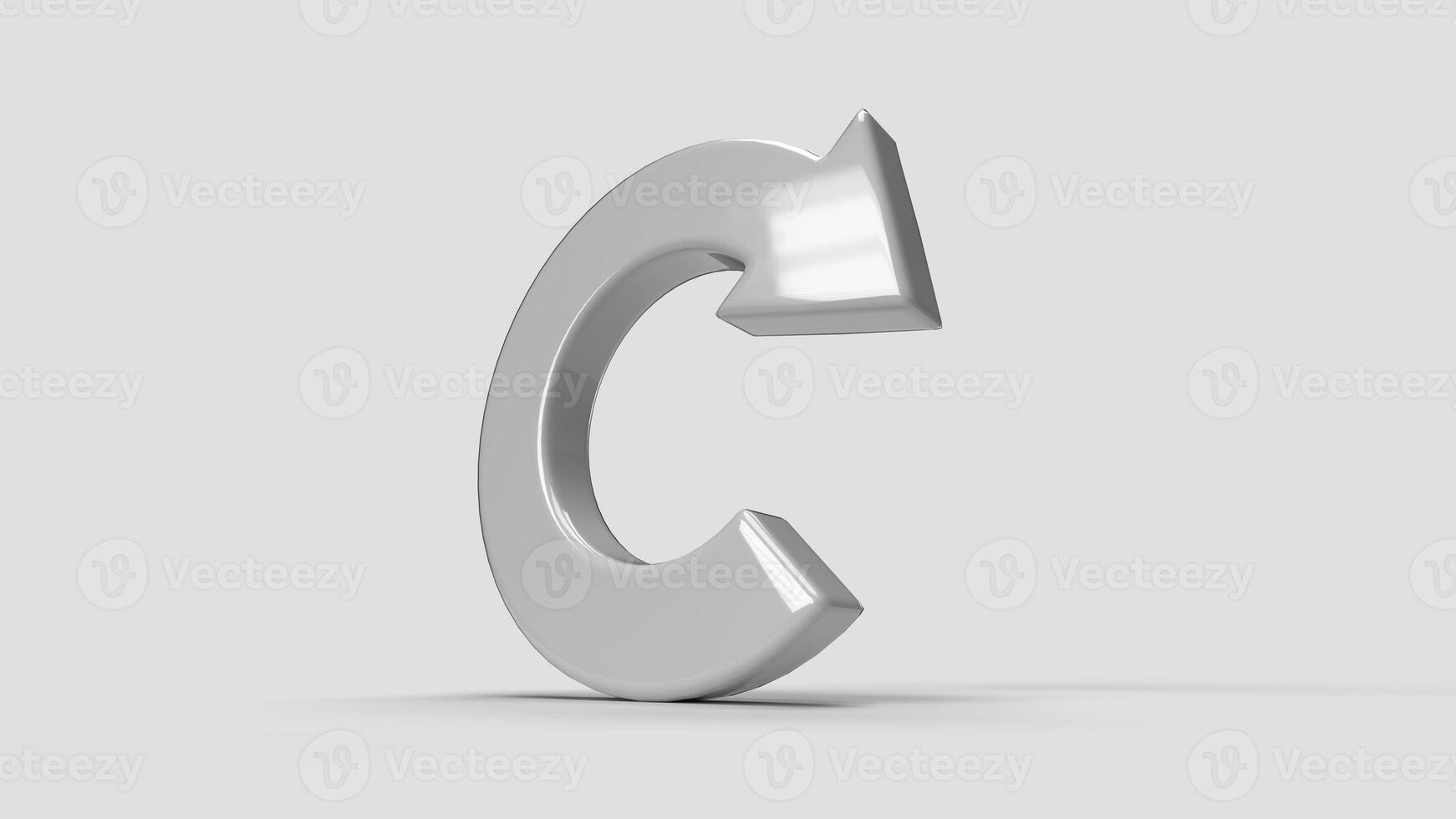 white 3D circular arrow icon on the white backdrop, bottom view photo