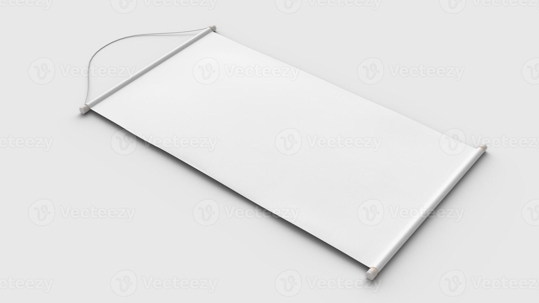 white banner with tubes for commercial in white setting, bottom view photo