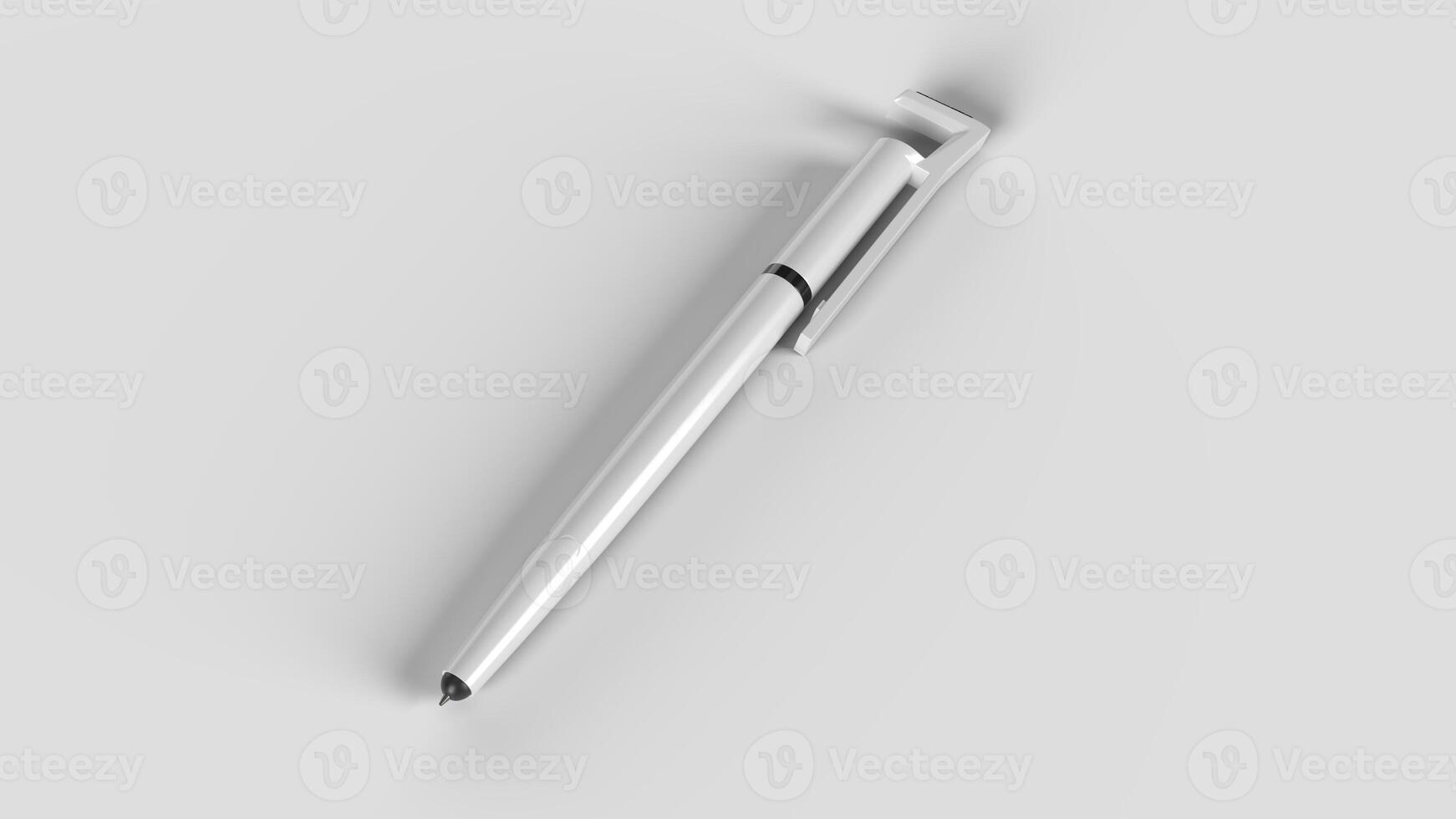 White multi-function pen lying on set, top view photo
