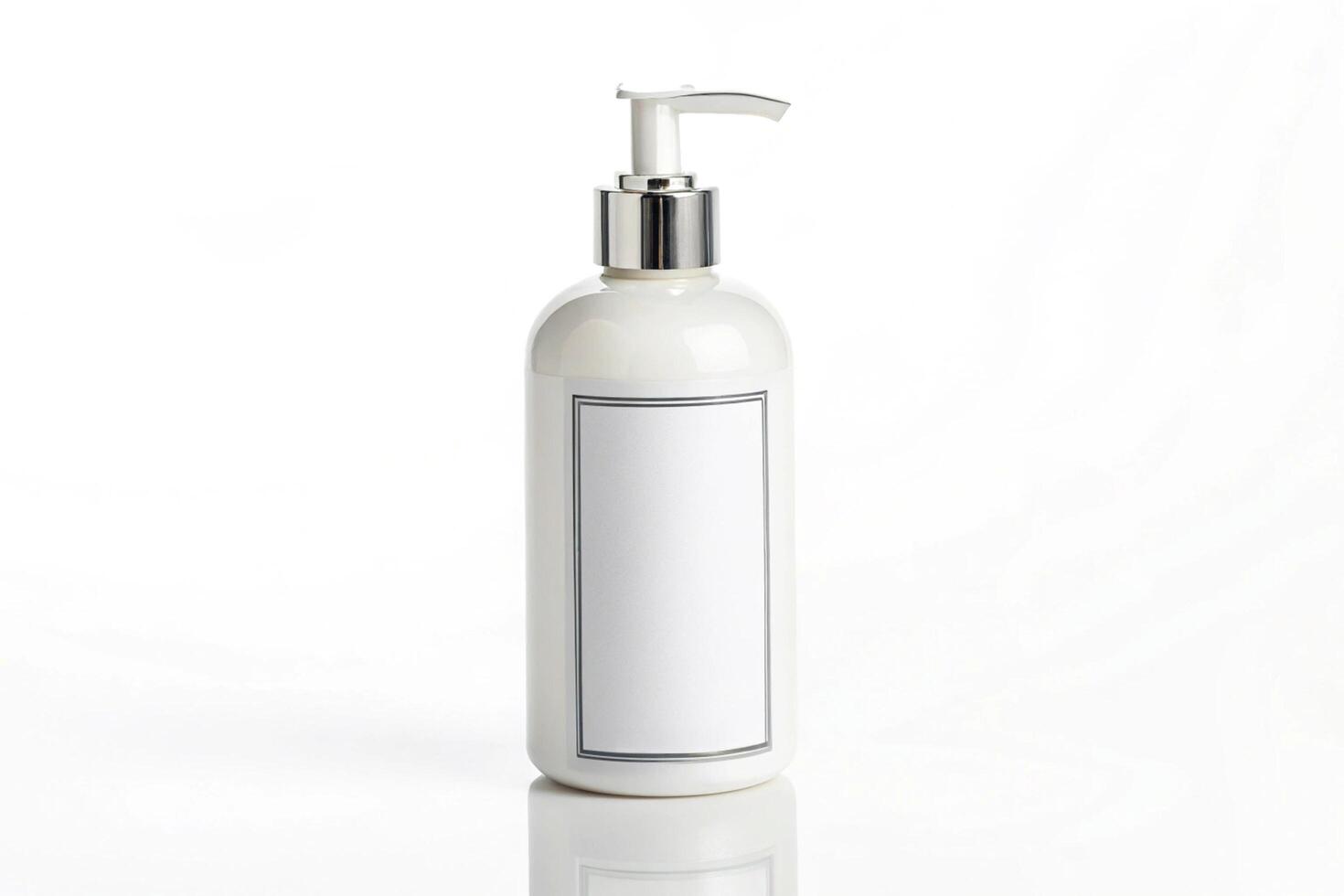 Blank White Lotion Bottle on White Background for Product Design photo