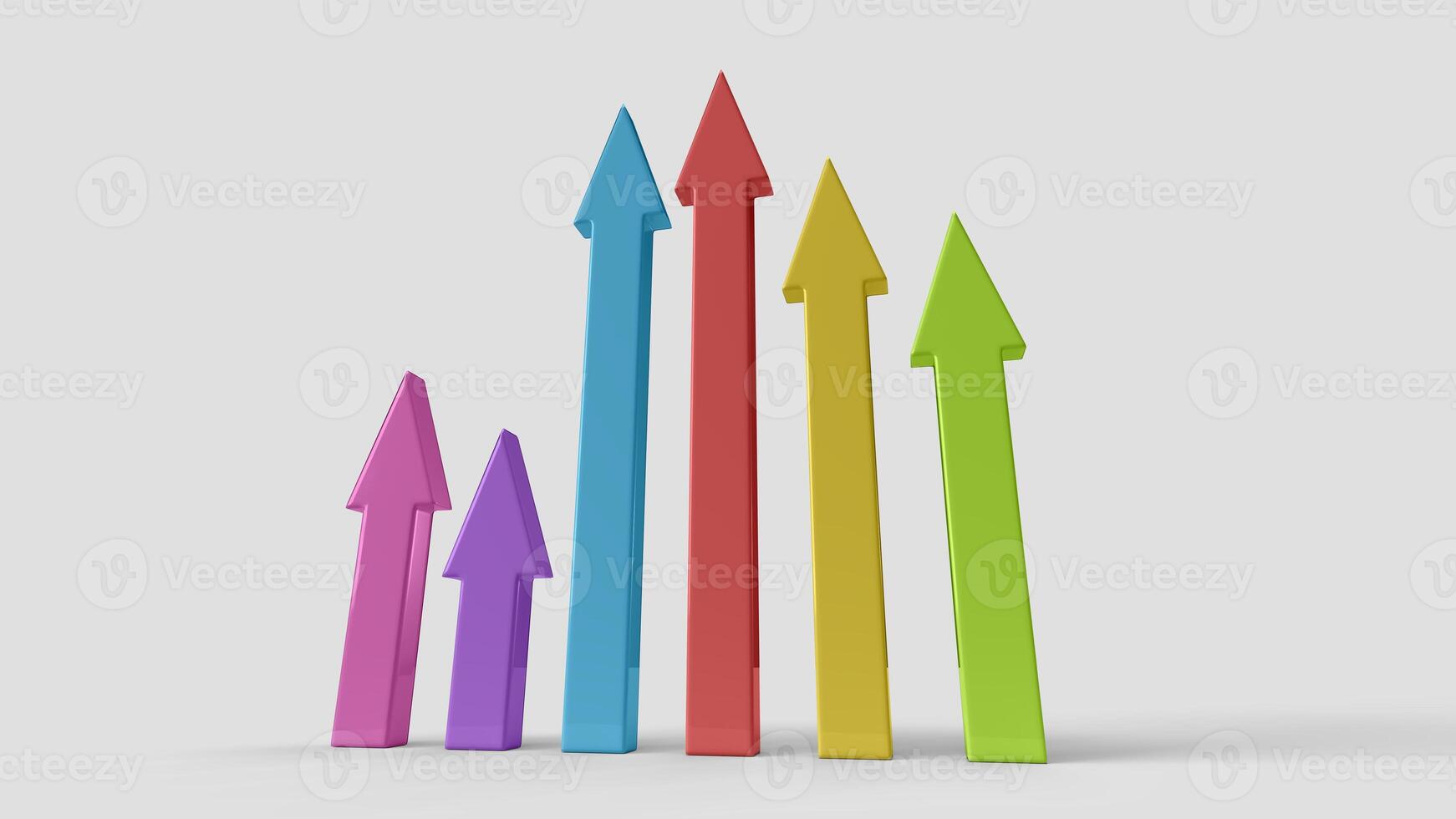 colored 3D graphic style arrows on the white backdrop, bottom view photo