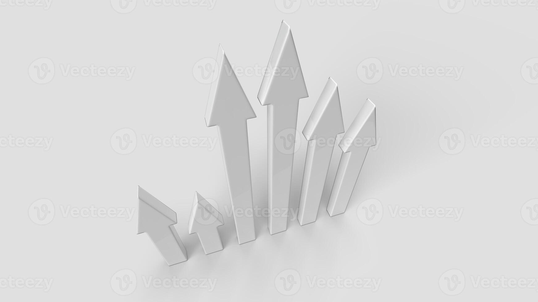 white 3D graphic style arrows on the white backdrop, top view photo