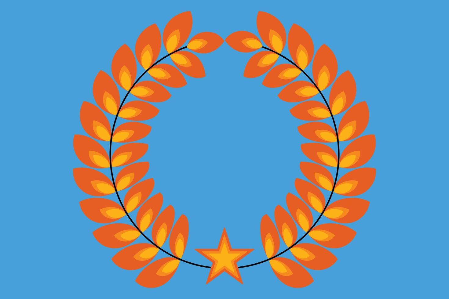 Gold Laurel Wreath Wheat Ears Icon Award, Winner, Achievement Emblem vector