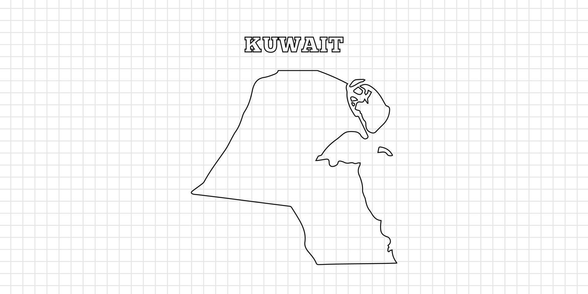 Kuwait map travel with outline simple drawing version Illustration vector