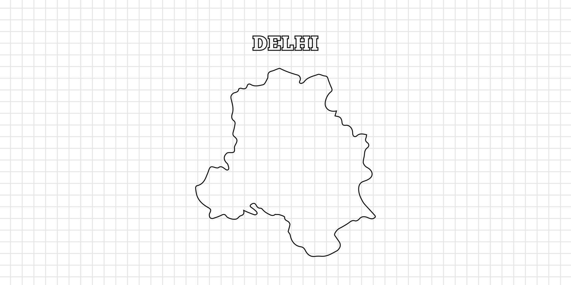 Delhi map travel with outline simple drawing version Illustration vector