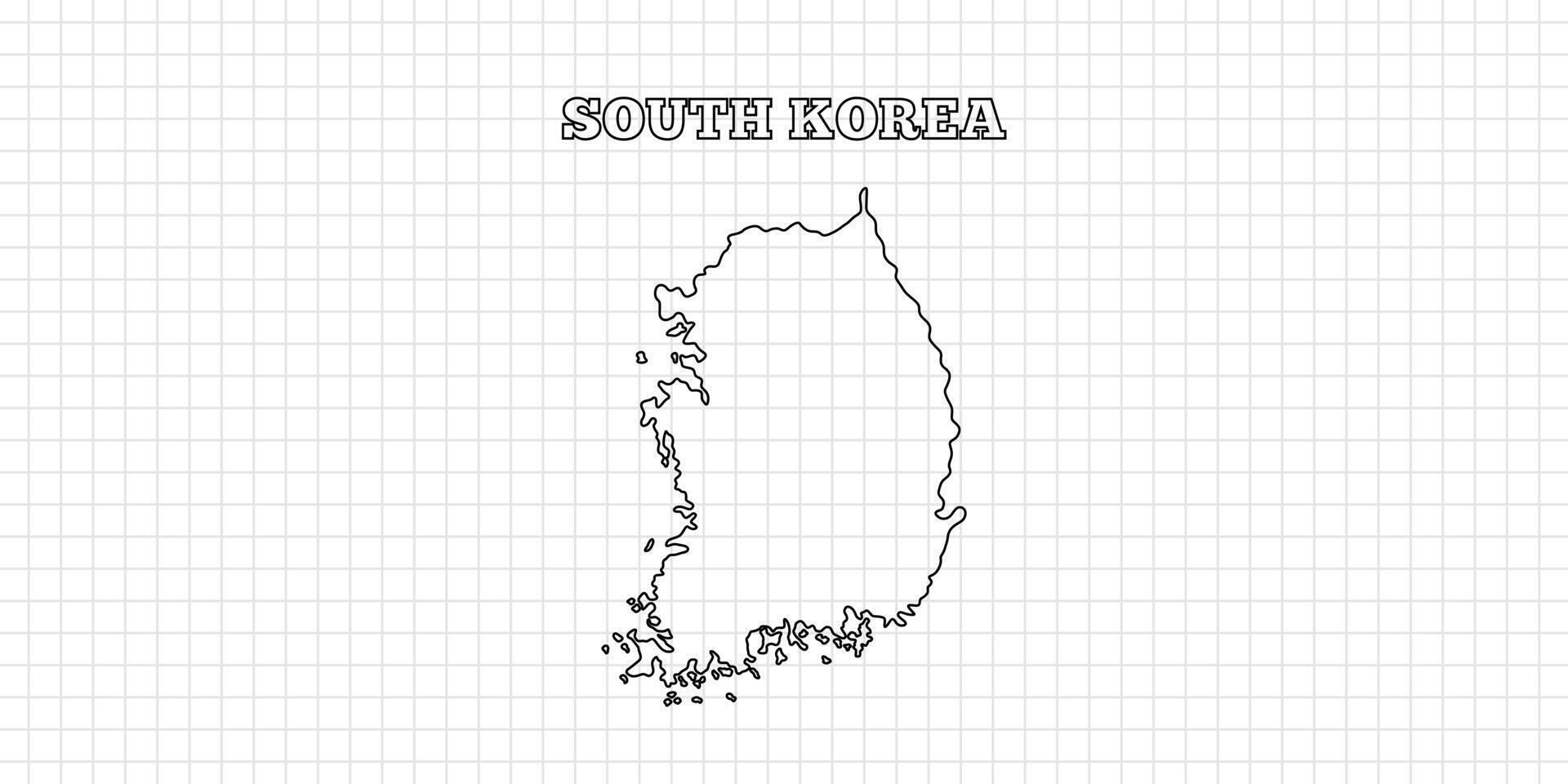 South Korea map travel with outline simple drawing version Illustration vector