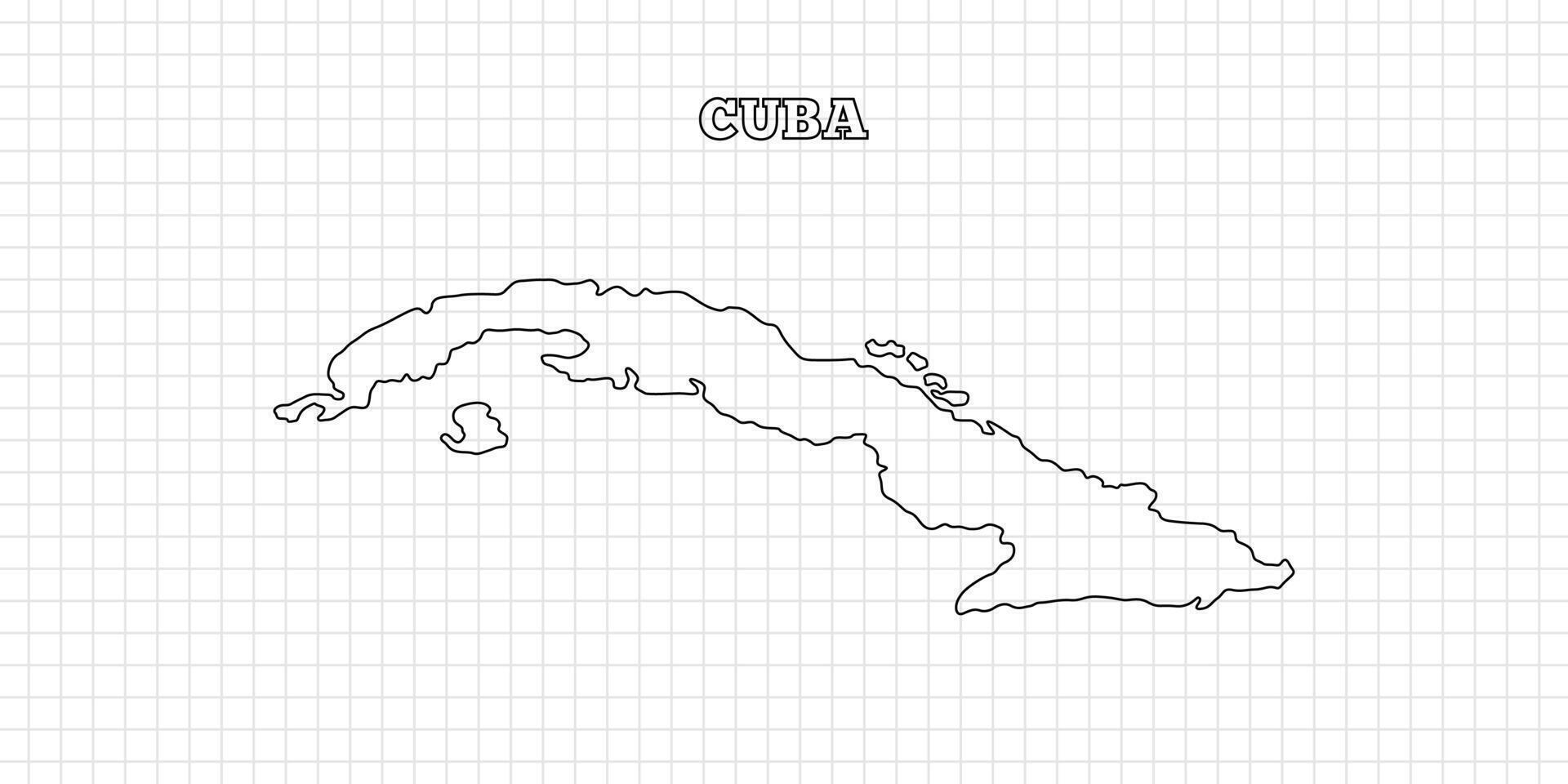 Cuba map travel with outline simple drawing version Illustration vector