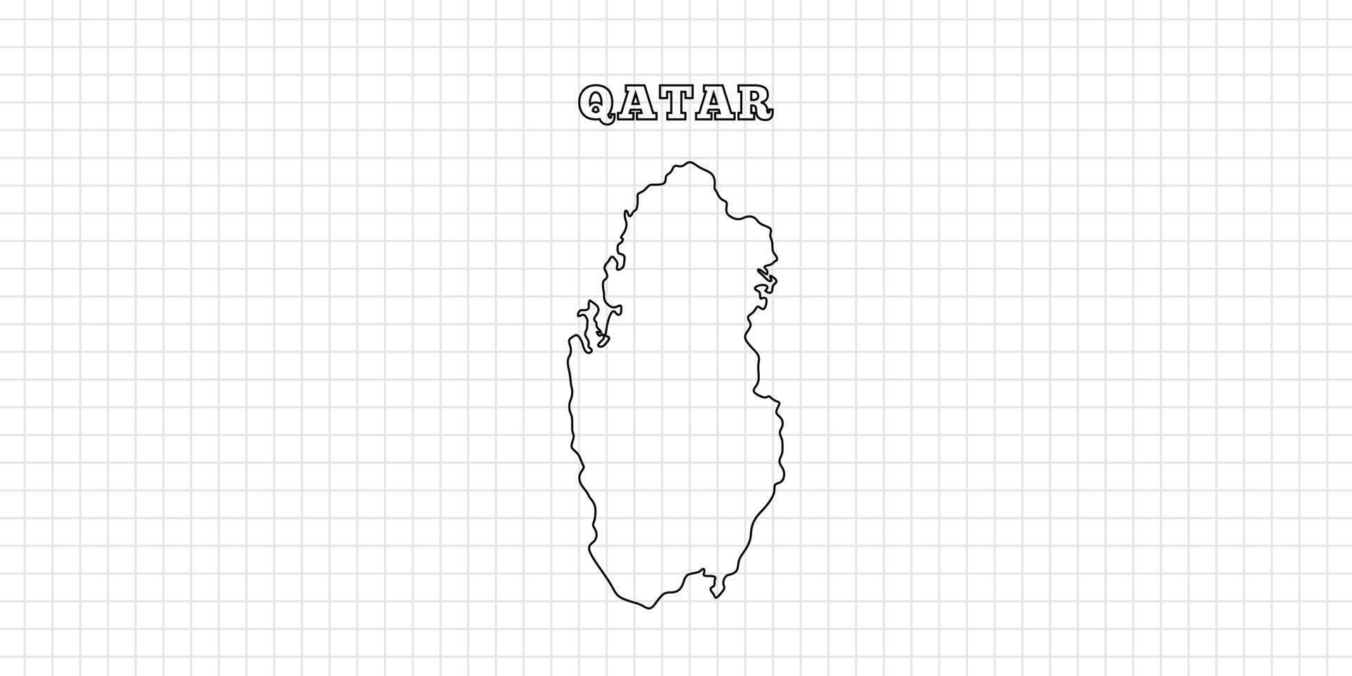 Qatar map travel with outline simple drawing version Illustration vector