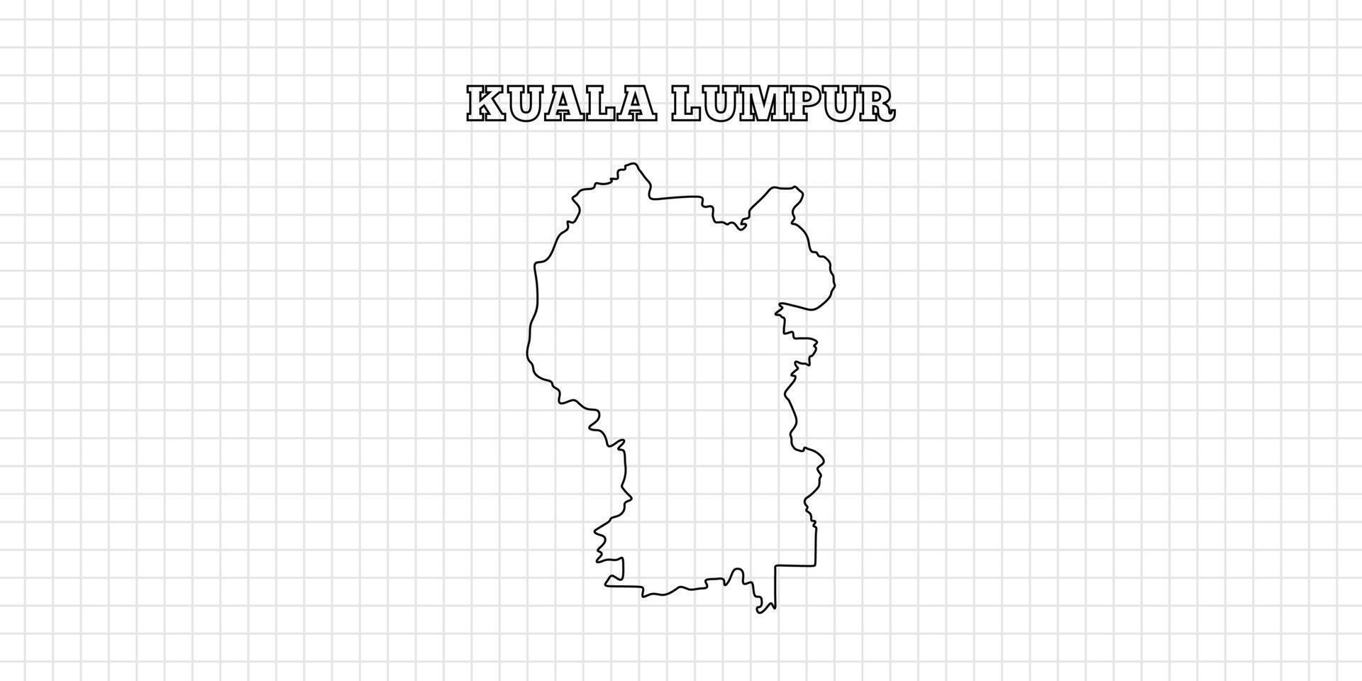 Kuala lumpur map travel with outline simple drawing version Illustration vector