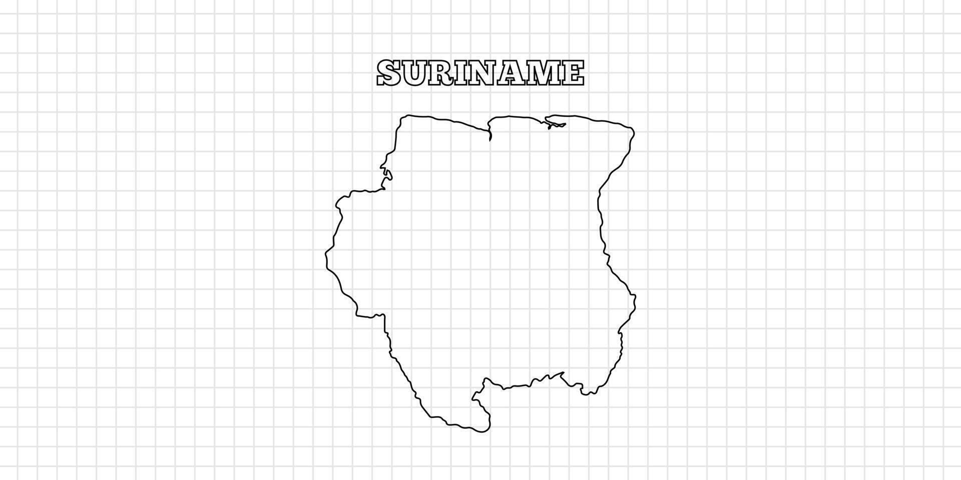 Suriname map travel with outline simple drawing version Illustration vector