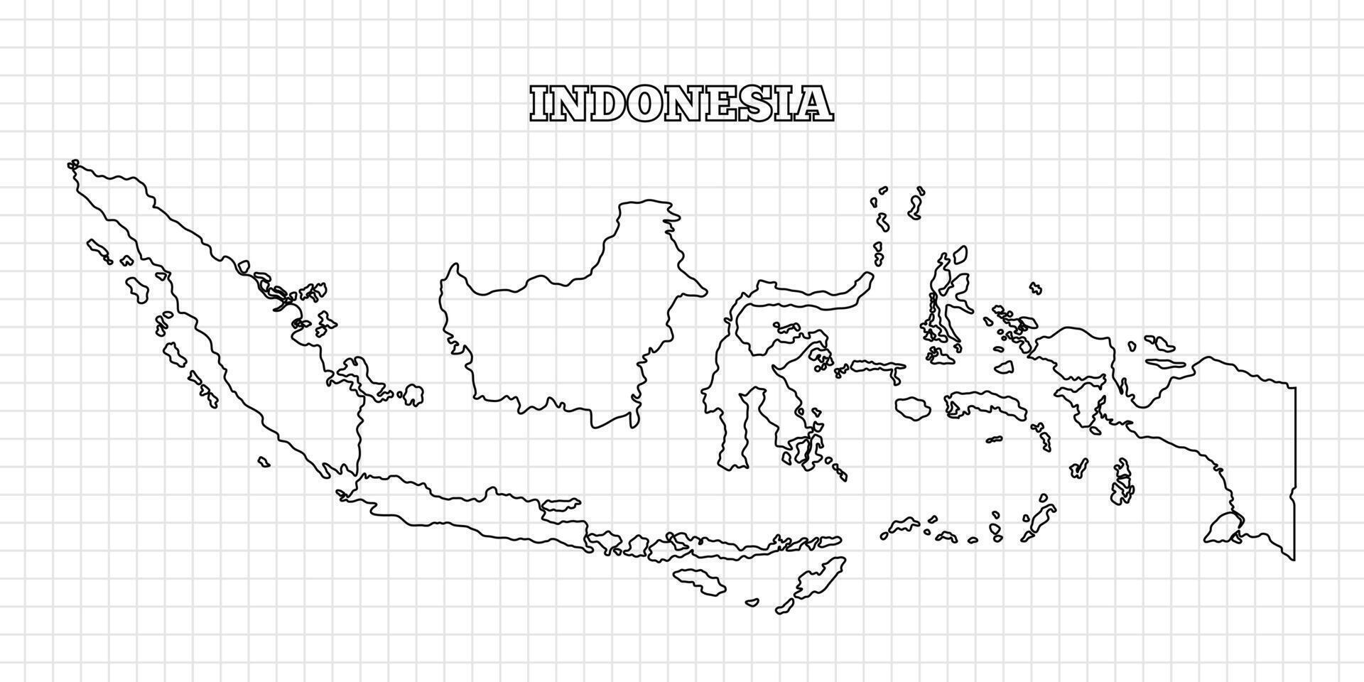 Indonesia map travel with outline simple drawing version Illustration vector