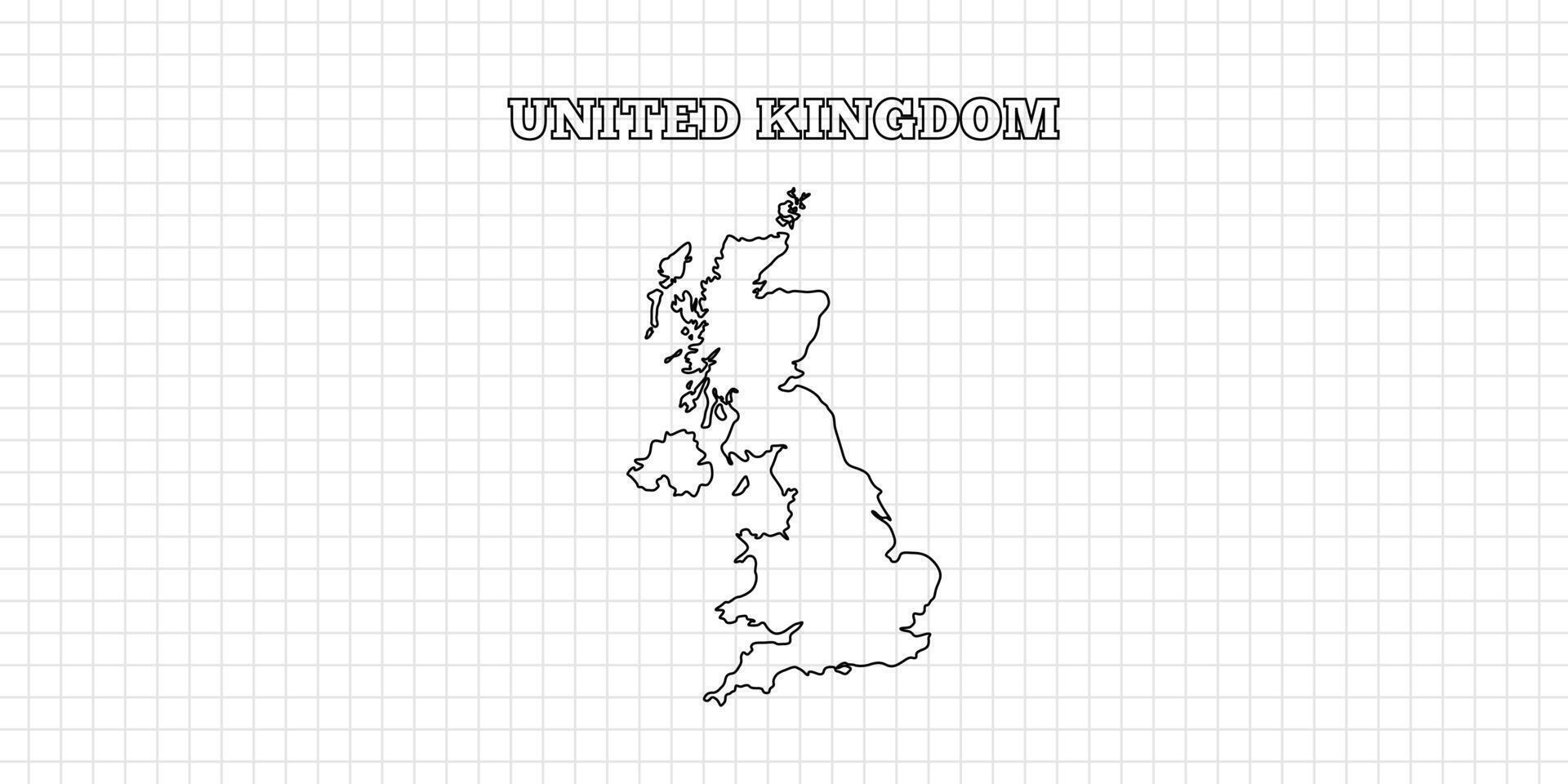United kingdom map travel with outline simple drawing version Illustration vector