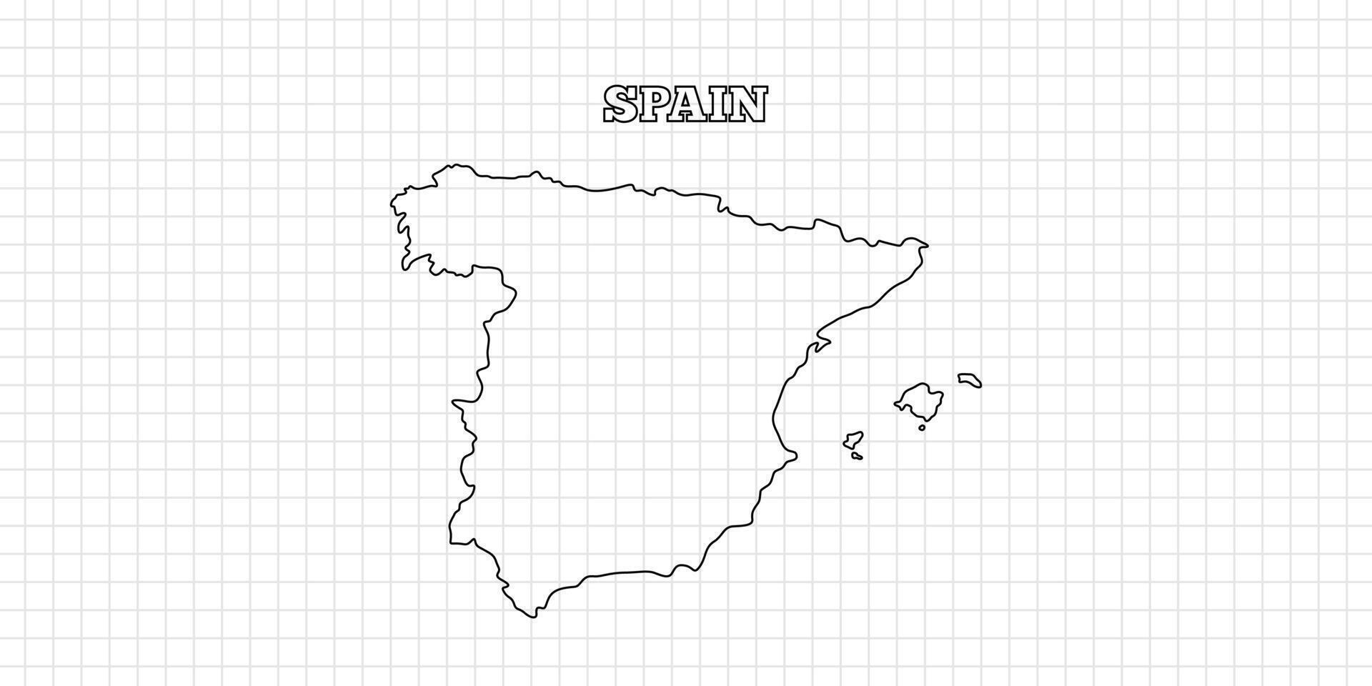 Spain map travel with outline simple drawing version Illustration vector