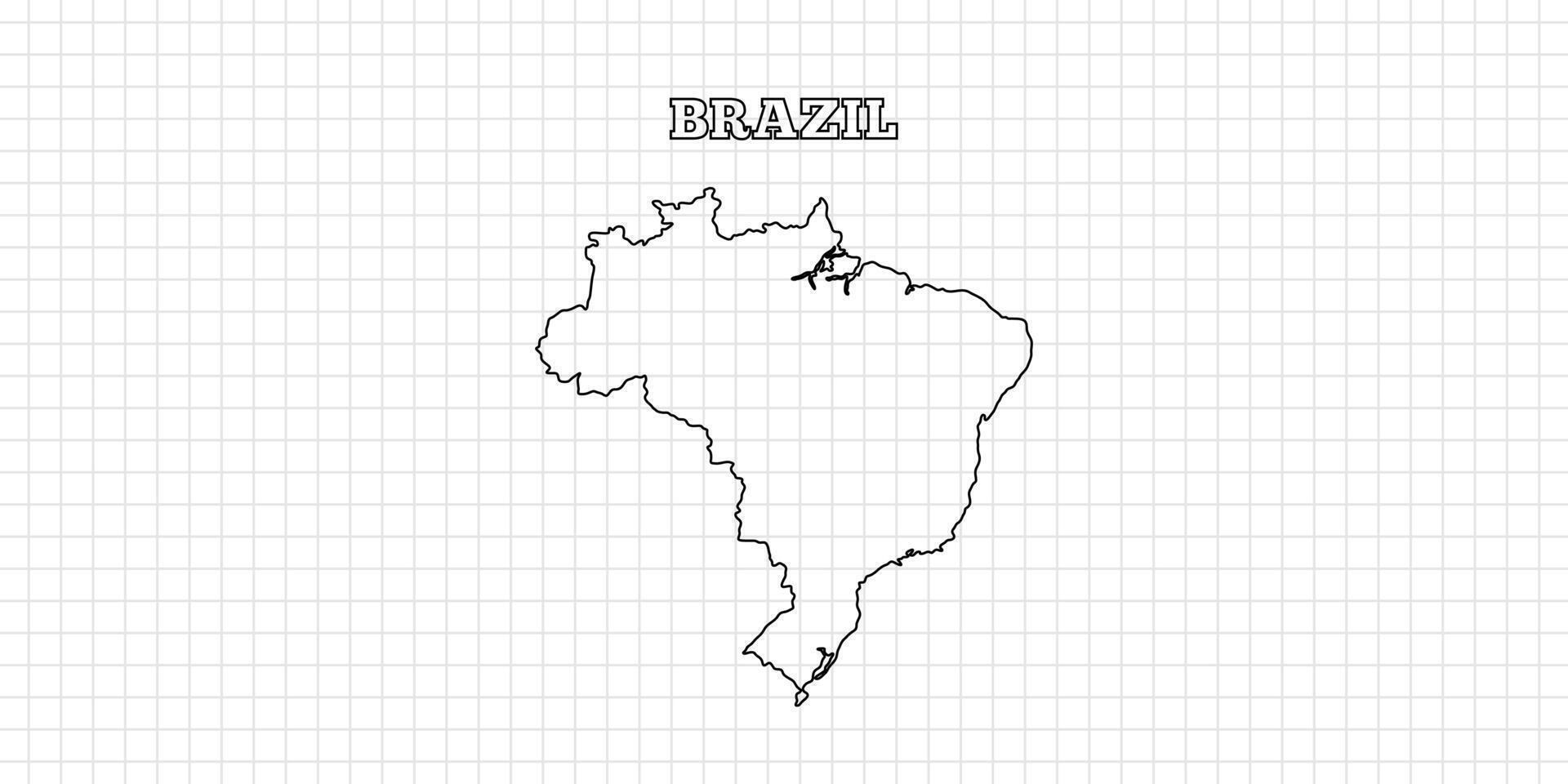 Brazil map travel with outline simple drawing version Illustration vector