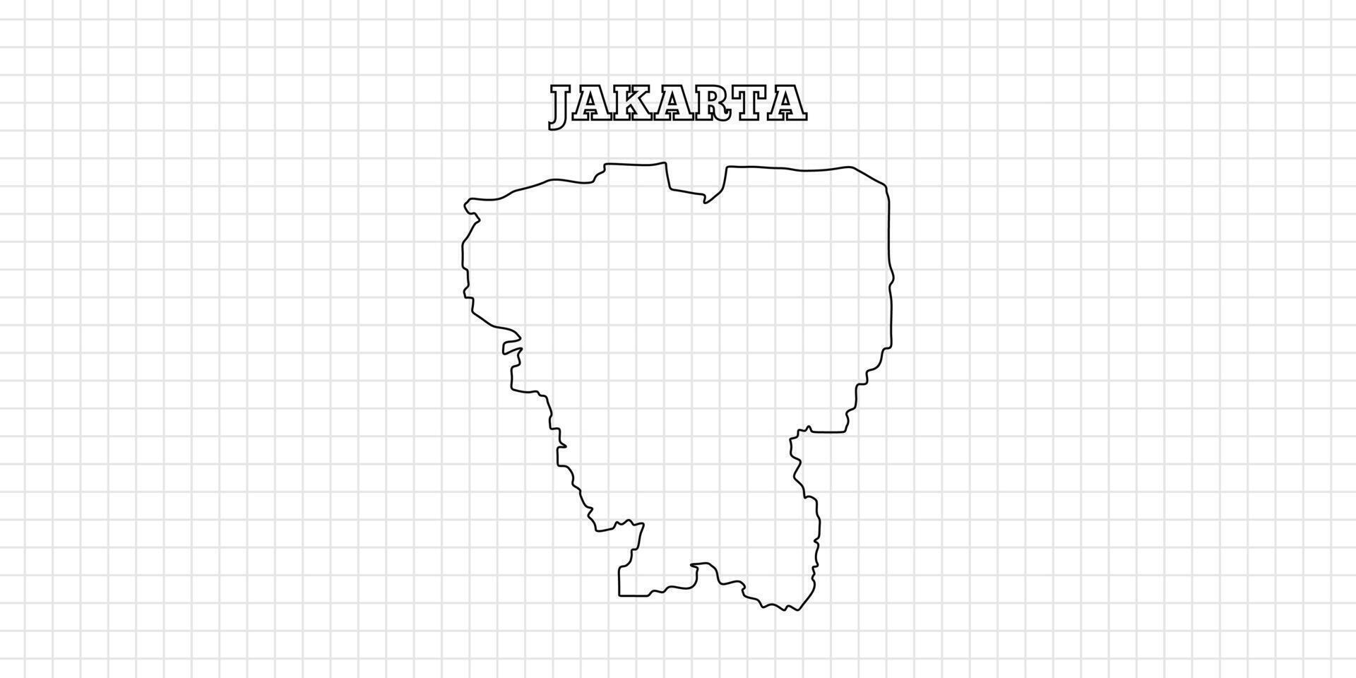 Jakarta map travel with outline simple drawing version Illustration vector