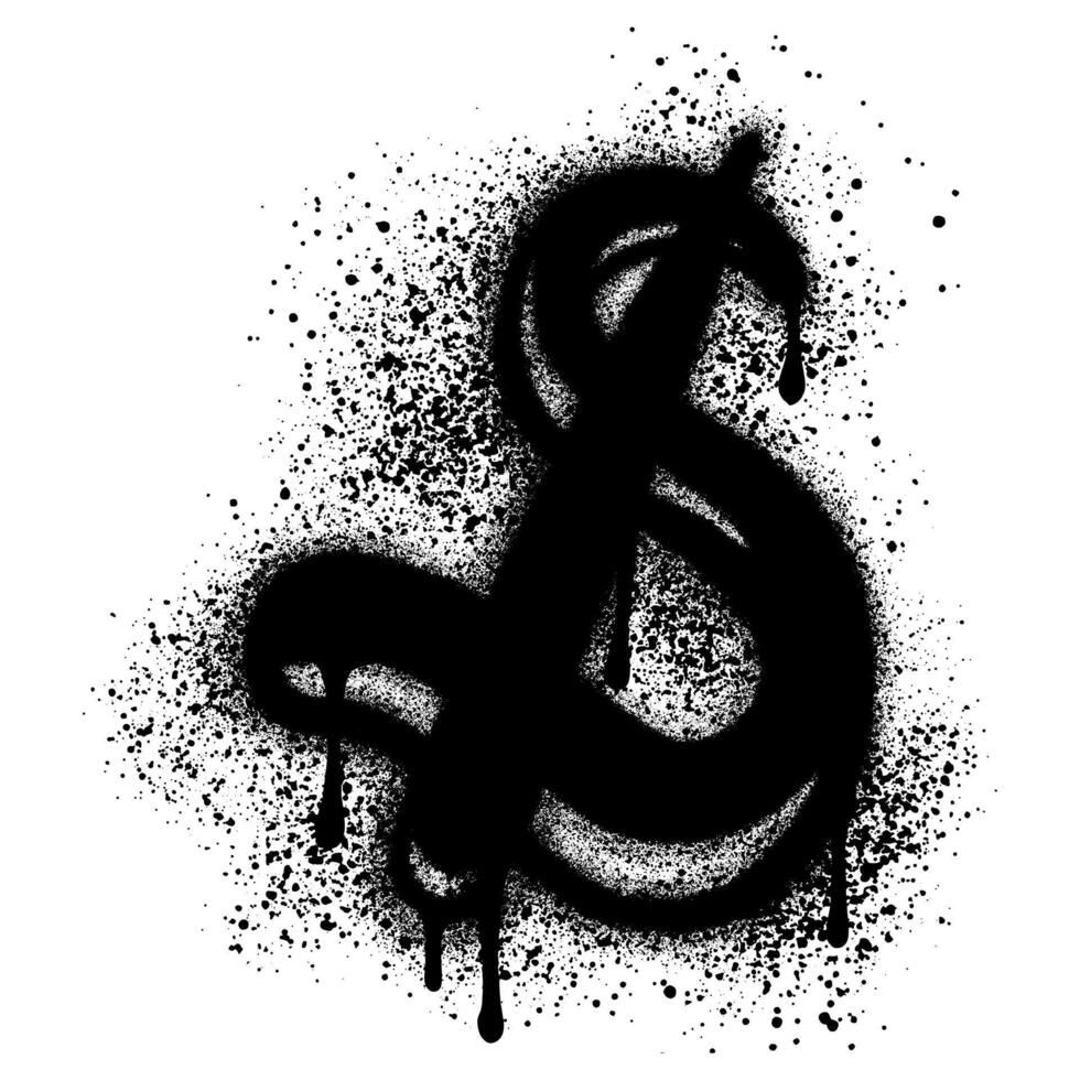 graffiti dollar sign spray painted in black. isolated on white background. eps 10. vector