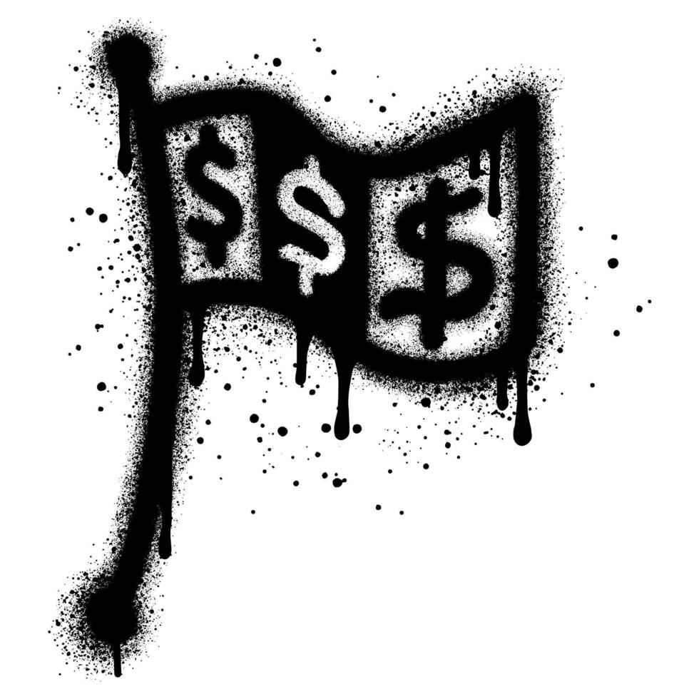 Graffiti flag with dollar. sprayed with black spray paint vector