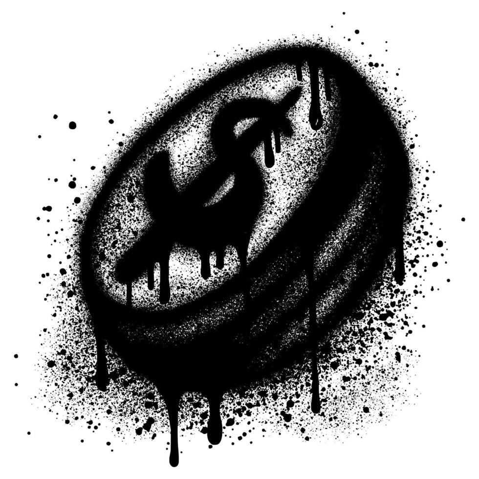 Graffiti dollar coin sprayed with black spray paint vector