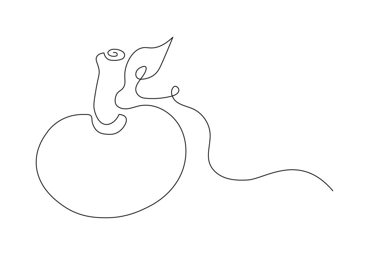 Minimalistic continuous line apple with leaf for the logo and designs. Apple in one line art style. vector